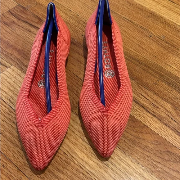NWT Rothy's Vibrant Coral Orange pointed flats - Picture 5 of 6